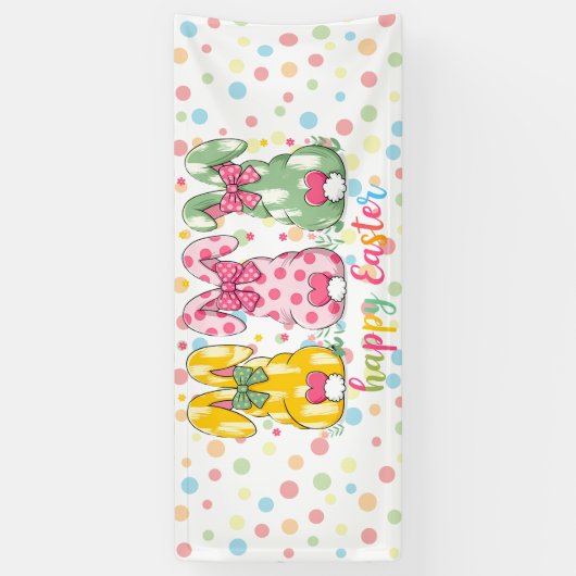 Happy Easter Polka Dot Easter Bunnies Spandoek (Verticaal)