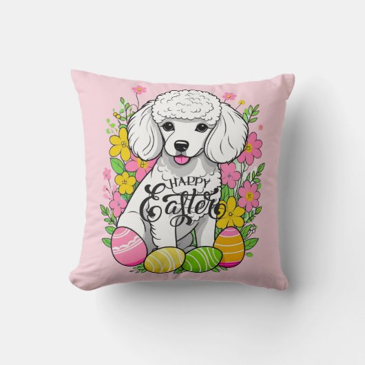 Happy Easter Poodle Kussen (Voorkant)