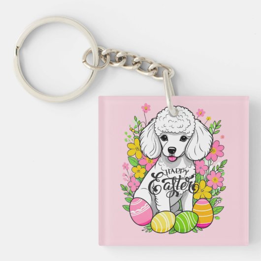 Happy Easter Poodle Sleutelhanger (voorkant)