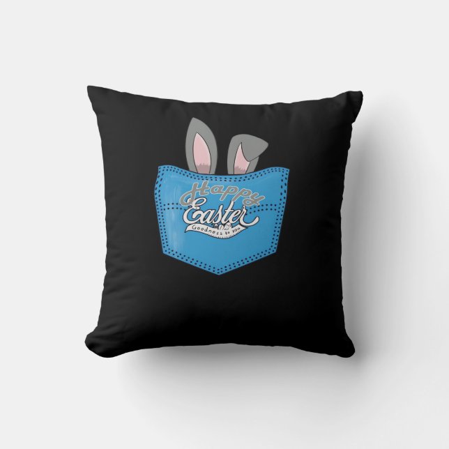 Happy Easter Pop Peeking Bunny Kussen (Voorkant)