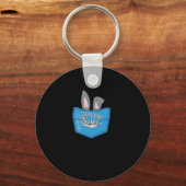 Happy Easter Pop Peeking Bunny Sleutelhanger (Voorkant)