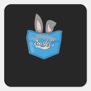 Happy Easter Pop Peeking Bunny Vierkante Sticker
