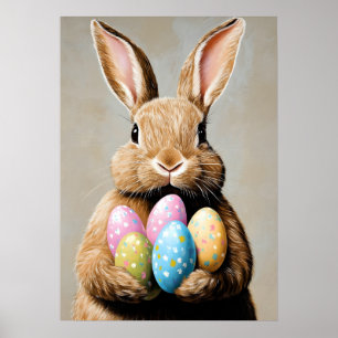 Happy Easter Portrait Schilderij Ei Poster