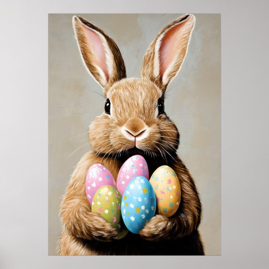 Happy Easter Portrait Schilderij Ei Poster (Voorkant)