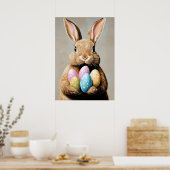 Happy Easter Portrait Schilderij Ei Poster (Keuken)