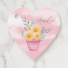 Happy Easter Pot of Yellow Flowers Bedankjes Labels