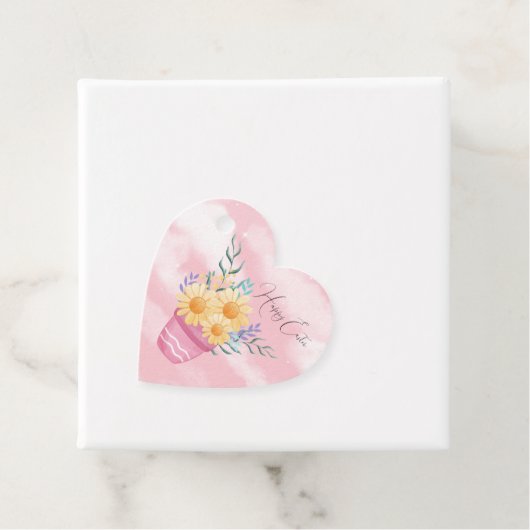 Happy Easter Pot of Yellow Flowers Bedankjes Labels (In situ)