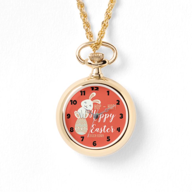 Happy Easter, prettige familie, susterbroodjes, ee Horloge (Voorkant)