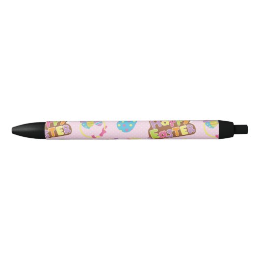 Happy Easter Print Pattern, Easter Holiday Zwarte Inkt Pen (Voorkant)