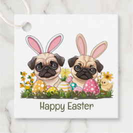 Happy Easter Pug Dogs Bunny Ears Bedankjes Labels