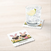 Happy Easter Pug Dogs Bunny Ears Kartonnen Onderzetters (Insitu)