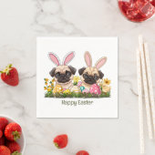Happy Easter Pug Dogs Bunny Ears Servet (Insitu)