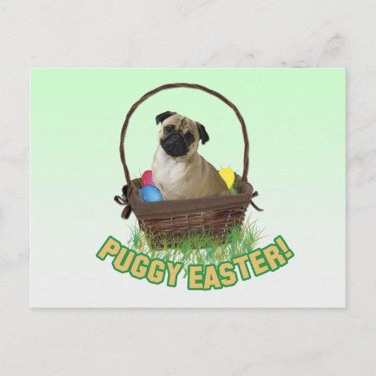 Happy Easter Pug Postcard Feestdagenkaart (Voorkant)
