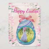 Happy Easter - purple blue egg with photo Kaart (Voorkant / Achterkant)