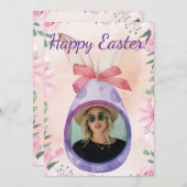 Happy Easter - purple egg with photo Kaart (Voorkant / Achterkant)