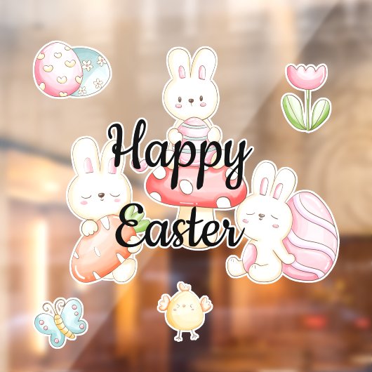 Happy Easter Raamsticker (Vel 2)