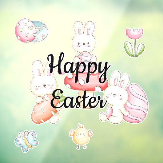 Happy Easter Raamsticker (Vel 3)