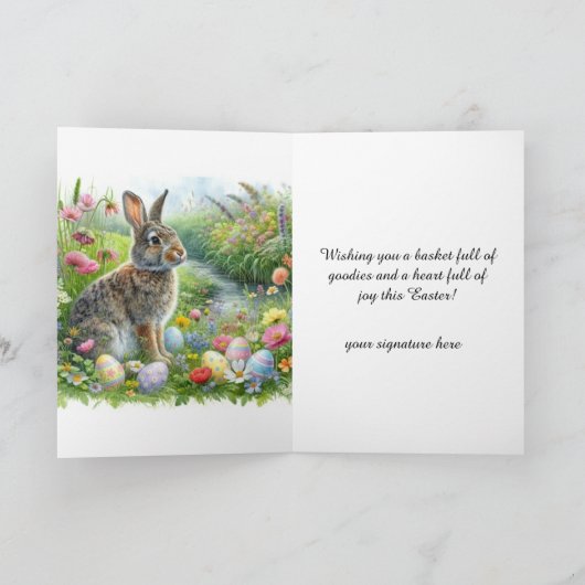 Happy Easter Rabbit and Holiday Eggs Kaart (Binnen)