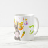 Happy Easter Rabbit Blowing Pink Bubble Gum Koffiemok (Voorkant rechts)