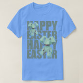 Happy Easter Rabbit Blue 3D Origami Design T-shirt (Design voorkant)