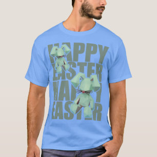 Happy Easter Rabbit Blue 3D Origami Design T-shirt