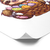 Happy Easter Rabbit Easter Eggs Basket Sloth Pasen Poster (Hoek)