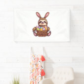 Happy Easter Rabbit Easter Eggs Basket Sloth Pasen Spandoek (Insitu)