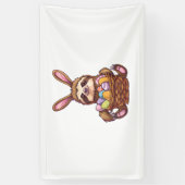 Happy Easter Rabbit Easter Eggs Basket Sloth Pasen Spandoek (Verticaal)