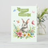 Happy Easter Rabbit en Butterfly Kaart (Staand voorkant)