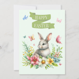 Happy Easter Rabbit en Butterfly Kaart
