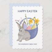 Happy Easter Rabbit Flat Holiday Kaart (Voorkant / Achterkant)