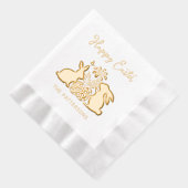 Happy Easter Rabbit Flowers Eggs Persoonlijke naam Folie Servetten (Rechts)