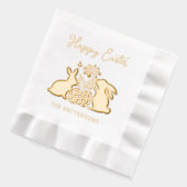 Happy Easter Rabbit Flowers Eggs Persoonlijke naam Folie Servetten (Links)