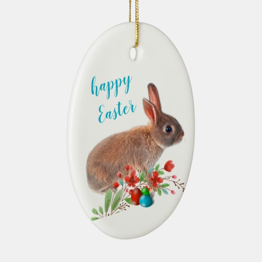 Happy Easter Rabbit Holiday Keramisch Ornament (Rechts)