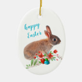Happy Easter Rabbit Holiday Keramisch Ornament (Voorkant)