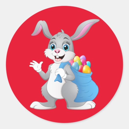 Happy Easter Rabbit Ronde Sticker (Voorkant)