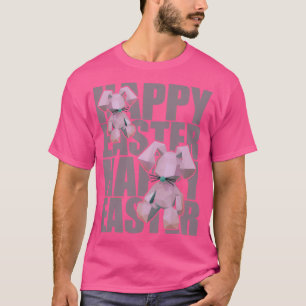 Happy Easter Rabbit roze 3D Origami Design T-shirt