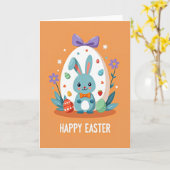 Happy Easter Rabbit Scene Card Kaart (Gele Bloem)