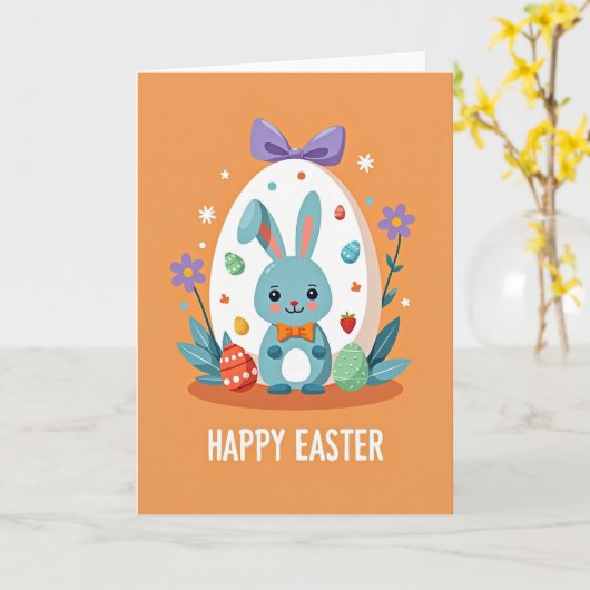 Happy Easter Rabbit Scene Card Kaart (Gele Bloem)