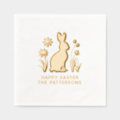 Happy Easter Rabbit Spring Flowers gepersonaliseer Folie Servetten (Voorkant)