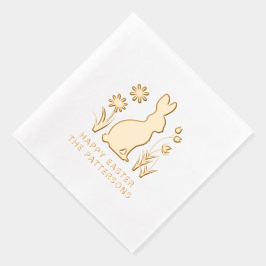 Happy Easter Rabbit Spring Flowers gepersonaliseer Folie Servetten (Rechts)