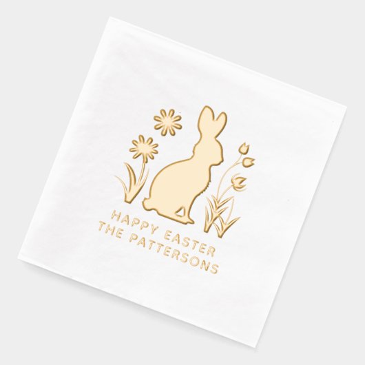 Happy Easter Rabbit Spring Flowers gepersonaliseer Folie Servetten (Links)