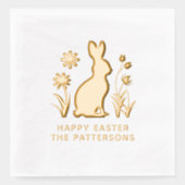 Happy Easter Rabbit Spring Flowers gepersonaliseer Folie Servetten (Voorkant)