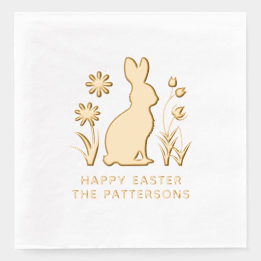 Happy Easter Rabbit Spring Flowers gepersonaliseer Folie Servetten (Voorkant)