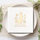 Happy Easter Rabbit Spring Flowers gepersonaliseer Folie Servetten