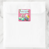 Happy Easter Rabbit Vierkante Sticker (Tas)