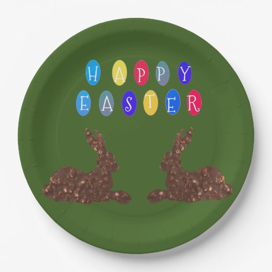 Happy Easter, Rabbits Custom Paper Borden 9 in Papieren Bordje (Voorkant)