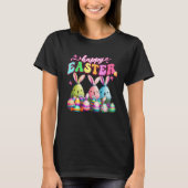 Happy Easter  Rabit Eggs Retro Groovy Bunny Easter T-shirt (Voorkant)
