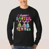 Happy Easter  Rabit Eggs Retro Groovy Bunny Easter T-shirt (Voorkant)
