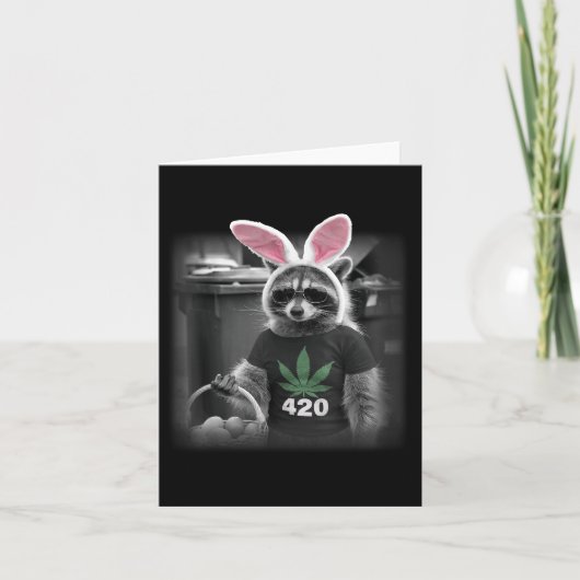Happy Easter Raccoon Bunny Weed Kaart (Voorkant)